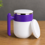 Stainless Steel Dual Tone Coffee Mug with Lid