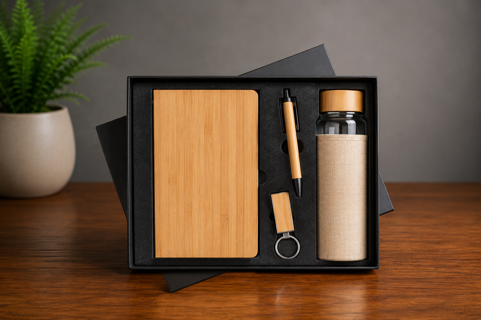 ChatGPT Image Jul 15, 2026, 01_02_57 PM Bamboo Notebook + Bottle + Pen + Keychain Gift Set - Image 1