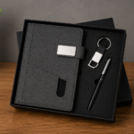 Grey Magnetic Diary + Pen + Keychain Gift Set