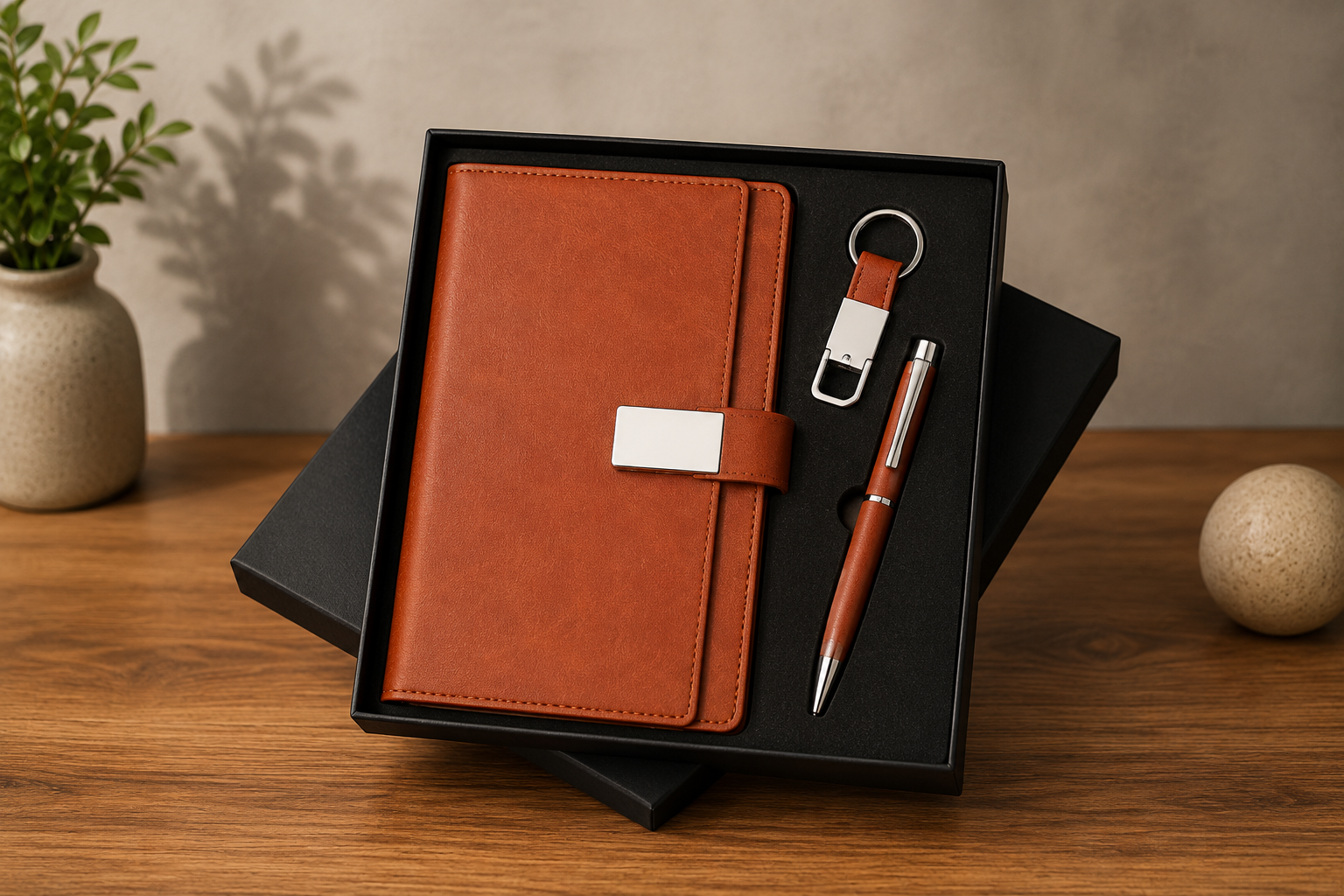 ChatGPT Image Jul 15, 2026, 04_14_56 PM Brown Magnetic Diary + Pen + Keychain Gift Set - Image 1