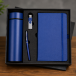 Blue Notebook + Bottle + Pen + Keychain Gift Set