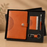Brown Magnetic Diary + Card Holder + Pen + Keychain Gift Set