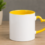 Heart Handle Ceramic Coffee Mug yellow