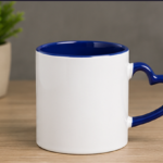 Heart Handle Ceramic Coffee Mug blue