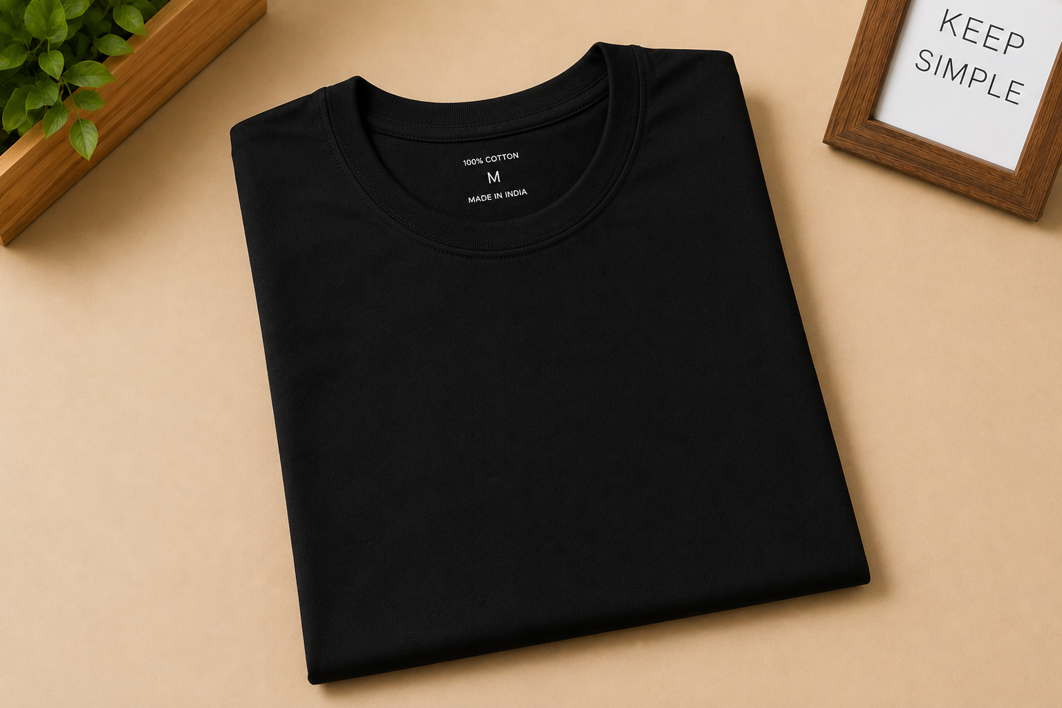 cotton rn Round Neck Cotton T-Shirt - Image 1