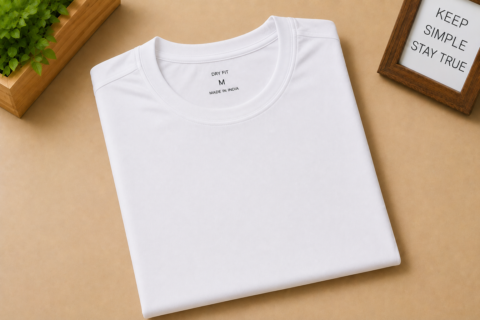 dryfit white Round Neck DryFit T-Shirt - Image 1