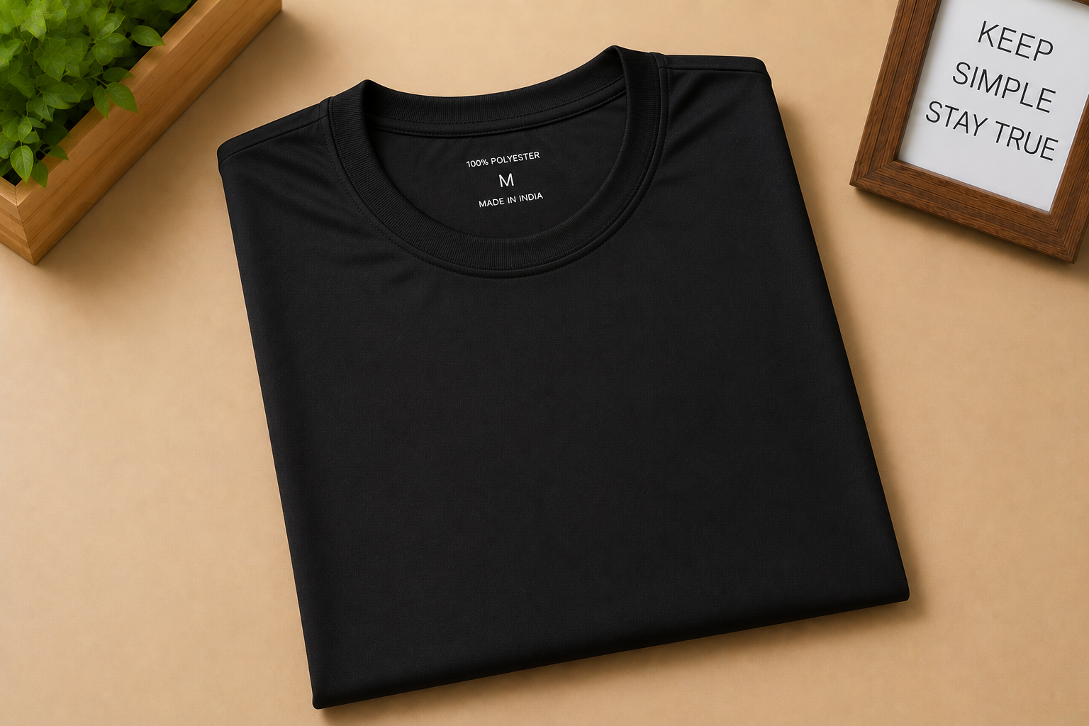 plyster black Round Neck Polyster T-Shirt - Image 1